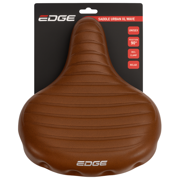 Cykelsadel Edge Urban XL Wave - brun