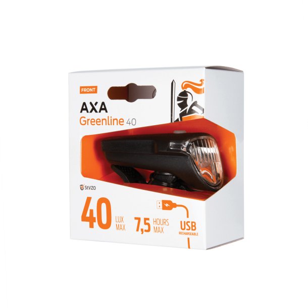 Forlygte Axa Greenline Front 40 Lux - USB rechargeable