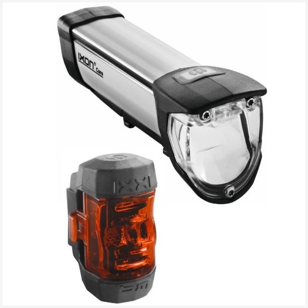 Lygtest Busch und Mller IXON Core + IXXI baglygte USB genopladelig 50 Lux - sort/slv