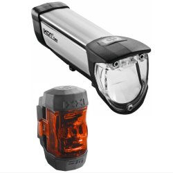 Lygtest Busch und Mller IXON Core + IXXI baglygte USB genopladelig 50 Lux - sort/slv