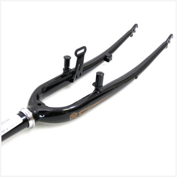 Forgaffel 28" med 1" styrr�r - V-bremse og tromlebremsedrejepunkt plus dynamokrog - blank sort