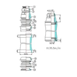 Tecora headset gevind 1 tomme semi 22,2 x 41,4 x 27,0