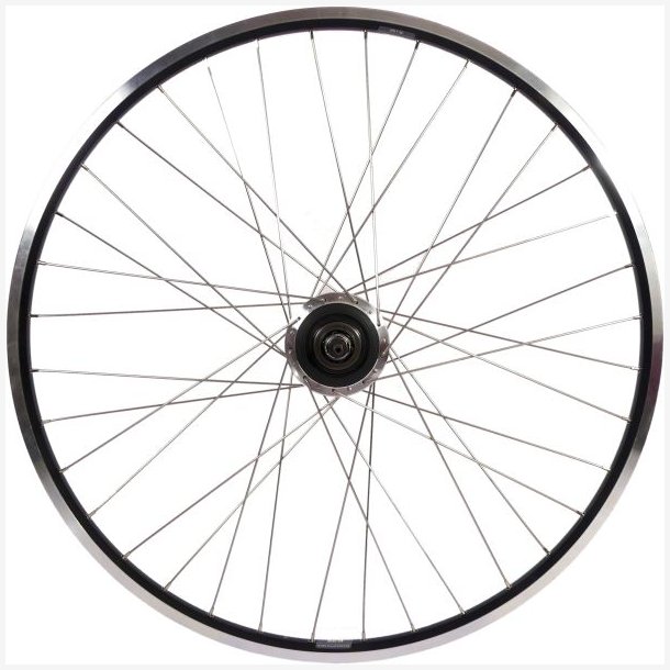 Baghjul 28" / 622 x 19C med Shimano Nexus 7 nav til rullebremser - sort flg med eger i rustfrit stl