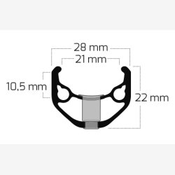 Flg Ryde ZAC 421 28/29 "/ 622 * 21C aluminum - 36 hole 14G - sort