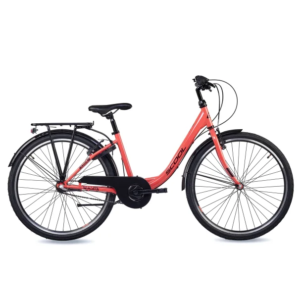 S'COOL chiX 26-N3 26" pigecykel med fodbremse, 3 gear - koralr�d