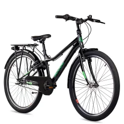 S'COOL troX 26-N3 26" cykel med 3 gear, fodbremse - sort/gr�n
