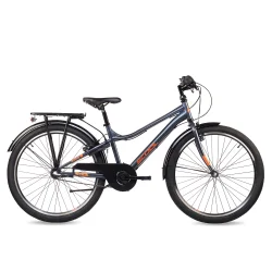 S'COOL troX 26-N3 26" cykel med 3 gear, fodbremse - m�rkegr�/orange