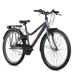 S'COOL troX 26-N3 26" cykel med 3 gear, fodbremse - m�rkegr�/orange