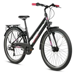 S'COOL chiX Pro 26-K7 26" pigecykel med 7 gear -sort/pink