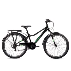 S'COOL troX 26-K6 26" junior MTB-cykel med 6 gear - sort/gr�n