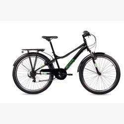 S'COOL troX 26-K6 26" junior MTB-cykel med 6 gear - sort/gr�n