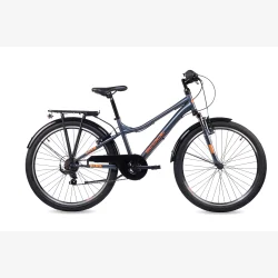 S'COOL troX 26-K6 26" junior MTB-cykel med 6 gear - m�rkegr�/orange