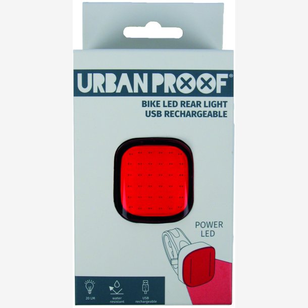 Baglygte LED Urban Proof High Power square - USB rechargeable