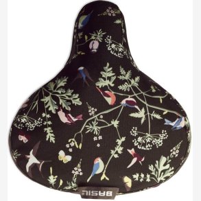 Cykelsadel cover Basil Wanderlust - sort med fugle, vandafvisende