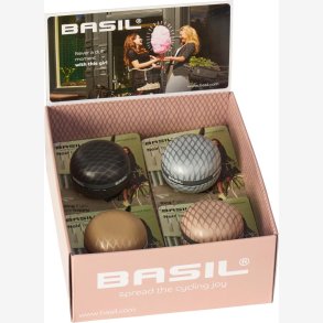 Display with 4 Basil Noir Bell Cykelklokkes