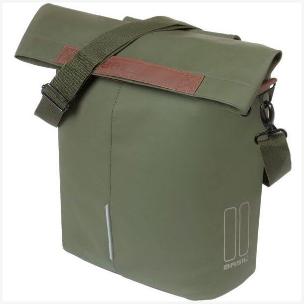 Cykeltaske enkelt Basil City 14 liter 11 x 29 x 36 cm - mos grn vegan lder