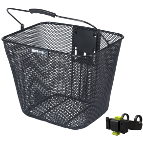 Basil Bilbao cykelkurv med KF montering, inklusive styrholder, 26 x 22 x 27 cm - sort