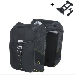 Dobbelt cykeltaske Basil Miles MIK 34 liter 13 x 26 x 35 cm (2x) - sort / lime