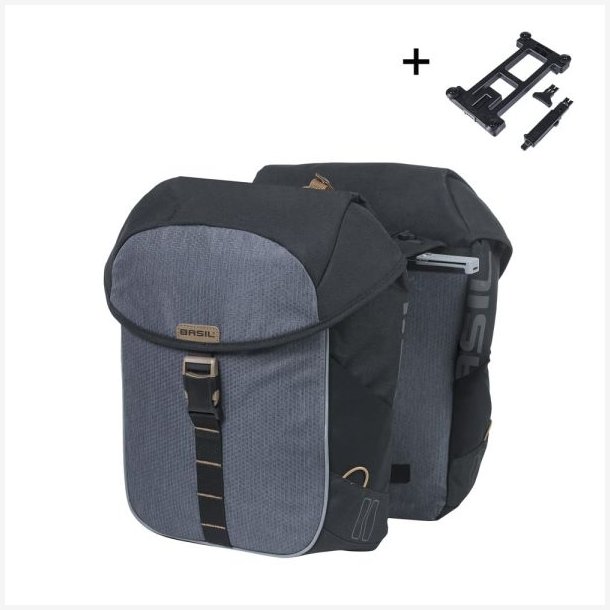Dobbelt Cykeltaske Basil Miles MIK 34 Liter 13 x 26 x 35 cm - Sort/Gr�