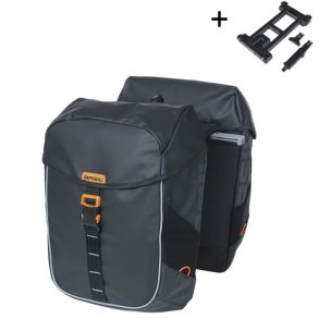 Dobbelt Cykeltaske Basil Miles Presenning MIK 34 liter 13 x 25 x 37 cm - Sort/Orange