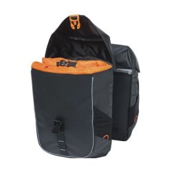 Dobbelt Cykeltaske Basil Miles Presenning MIK 34 liter 13 x 25 x 37 cm - Sort/Orange