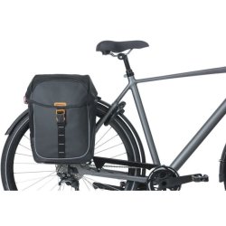 Dobbelt Cykeltaske Basil Miles Presenning MIK 34 liter 13 x 25 x 37 cm - Sort/Orange