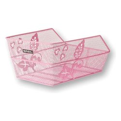 Cykelkurv til bagagebrer Basil Cento S FM Flower med fast montering 36 x 26 x 18 cm - pink