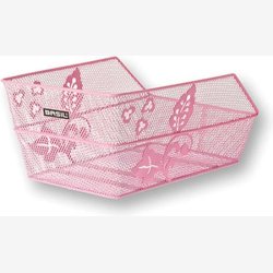 Cykelkurv til bagagebrer Basil Cento S FM Flower med fast montering 36 x 26 x 18 cm - pink