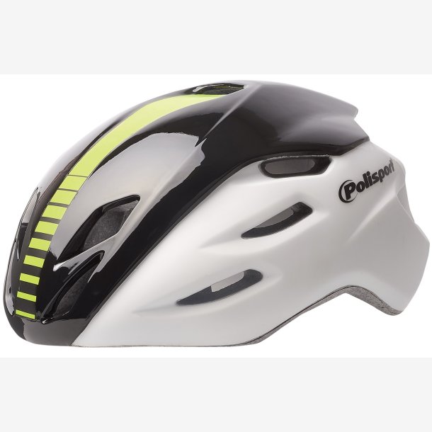 Cykelhjelm Polisport Aero-R Medium 55-58 cm - white mate / black glossy / neon yellow