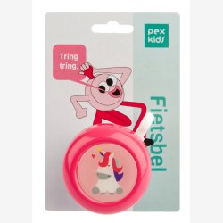Cykelklokke til brn Pexkids enhjrning - lyserd/hvid