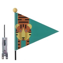 Cykelflag PexKids Tiger - gr�n med tigerprint