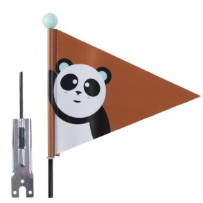 Cykelflag PexKids Panda - brun med pandaprint