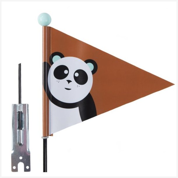 Cykelflag PexKids Panda - brun med pandaprint