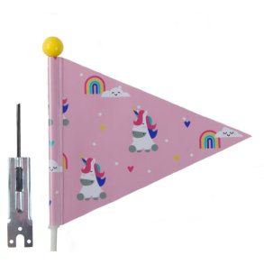 Cykelflag Pexkids Unicorn - pink med enhjrning print