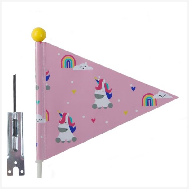 Cykelflag Pexkids Unicorn - pink med enhjrning print