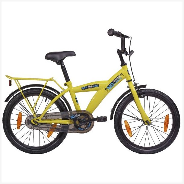 B�rnecykel Bikefun "No Rules" 18 tommer med fodbremse - sort/gul