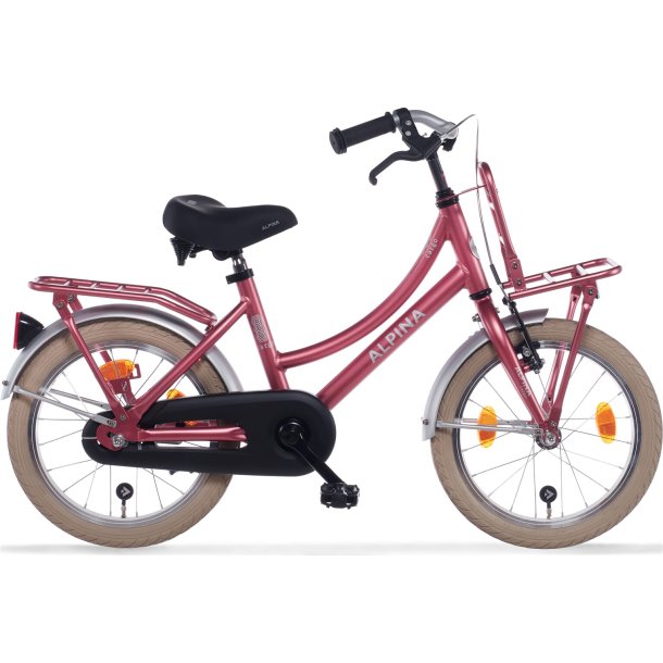 Alpina Cargo 18" pigecykel med fodbremse, frontlad - berry r�d