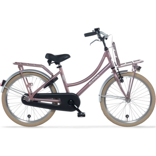 Alpina Cargo 22" pigecykel med fodbremse, frontlad - gammelrosa