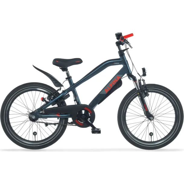 20" Alpina Trial drengecykel i aluminium, fuldt udstyret - petroleum m�rkebl�