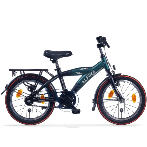 Alpina Yabber 18" drengecykel med fodbremse - m�rkegr�n/sort