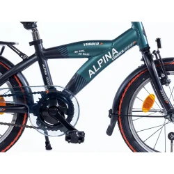 Alpina Yabber 18" drengecykel med fodbremse - m�rkegr�n/sort