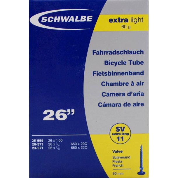 Schwalbe BNB SV11 Ekstra lys 26 x 3/4 - 1,00 FV 60mm