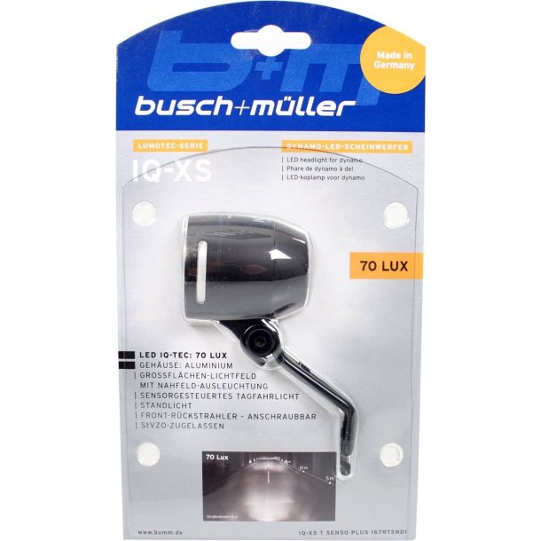 Busch &amp; Muller forlygte Lumotec IQ-XS Dynamo 70 Lux