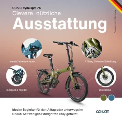 20" el foldecykel COAST VYBE LIGHT 7-gear - stvet bl