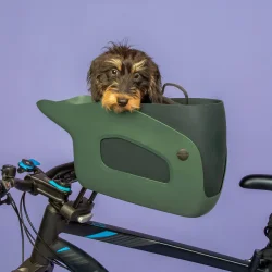 Kvisp hundekurv til cykel, med sele S - skovgrn