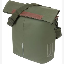 Cykeltaske enkelt Basil City 14 liter 11 x 29 x 36 cm - mos grn vegan lder