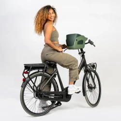 Kvisp hundekurv til cykel, med sele S - skovgrn