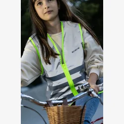 Wowow Fun Full Reflective fuld reflekterende vest til b�rn M - s�lv/gr�-gul