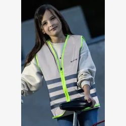 Wowow Fun Full Reflective fuld reflekterende vest til b�rn M - s�lv/gr�-gul