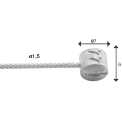 Indvendig bremsekabel Elvedes 2000 mm 1 x 19 trde - rustfrit stl Slick 1,5 mm T-nippel 7 x 6 mm (ske med 100 stk.)